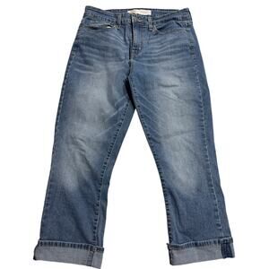 Levi Strauss Signature Mid-Rise Capri Jeans Cuffed Womens Sz 8 Blue S46148 Denim